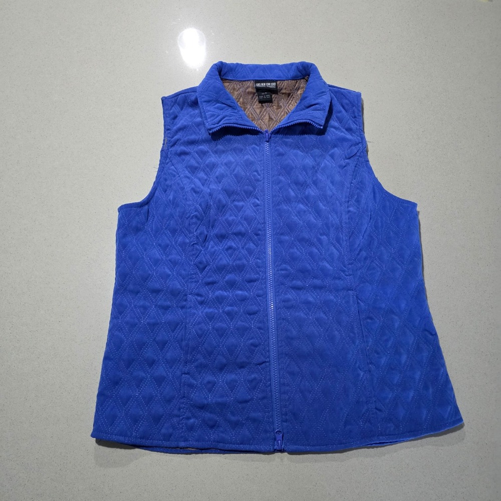 Nomadic Traders Womens Quilted Full Zip Vest‎ Royal Blue Diamond Stitch Size M
